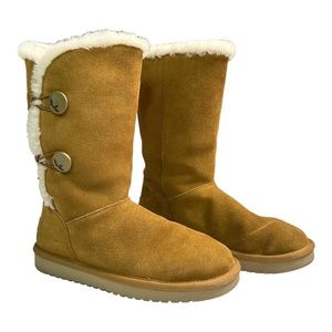 KOOKABURRA By UGG Womens Kinslei Suede Tall Sheepskin Boots Chestnut Size 7
